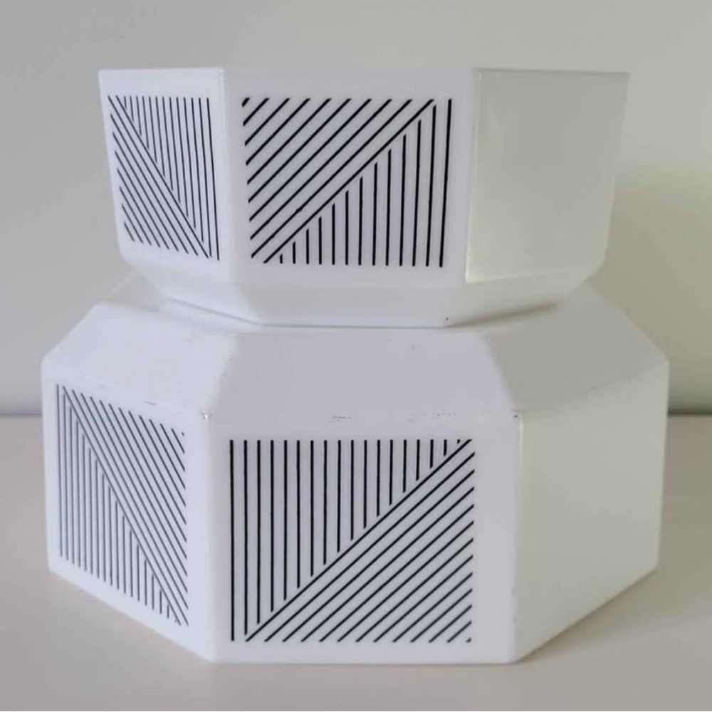 Arcopal of France Octagonal Bowl Set of (2) Milkglass Serving Bowls